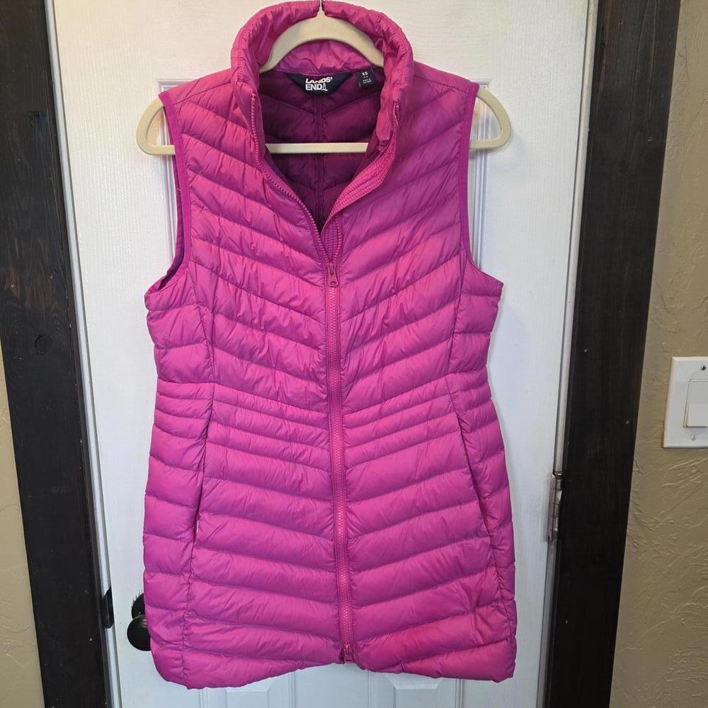 Lands' End Women's Pink Quilted Puffer Vest XS
